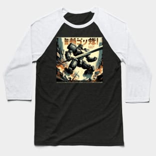 Retro Robot Sword Baseball T-Shirt